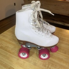 Chicago Skates White Leather Round Toe Lace-Up Comfort Womens size 2