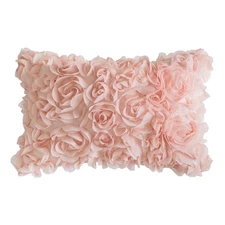 3D Decorative Romantic Valentines Stereo Chiffon Rose Flower Throw Pillow Cov...