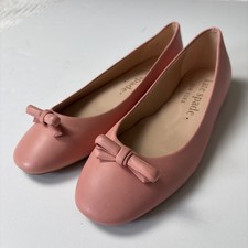 Kate Spade Kiersten Bow Pink Leather Ballet Flats New w/o Box Old Money Sz 8.5
