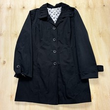 Pendleton Coat Womens XL Black Polka Dot Lined Single Breasted Mid Length