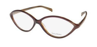 NEW VERA WANG V148 GLASSES BR 55-13-135 FULL-RIM CAT EYE PLASTIC WOMENS BROWN