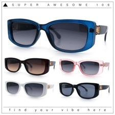 Womens Narrow Rectangle Mod Luxury Fashion Plastic Sunglasses