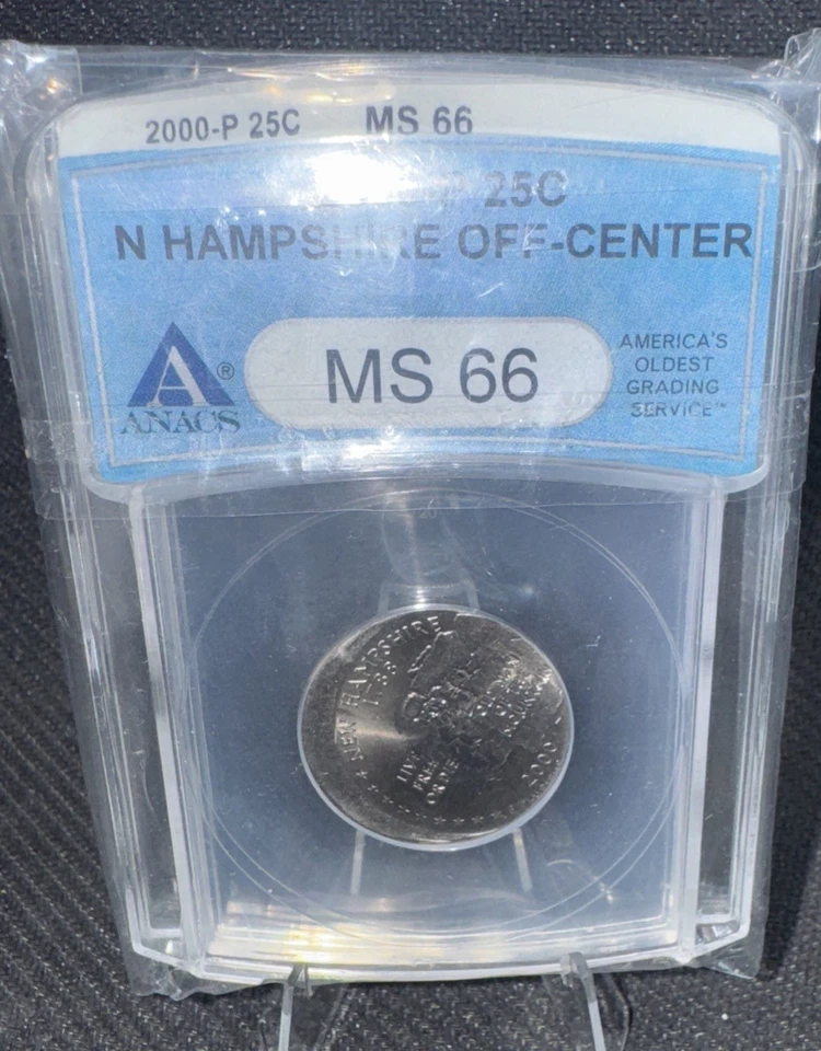 2000-P New Hampshire Quarter Off Center 15% Error ANACS MS66 High Grade! - Image 2 of 4
