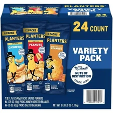 2 Pack Planters Nuts Cashews and Peanuts Variety Pack (48 pk.) Great Deal