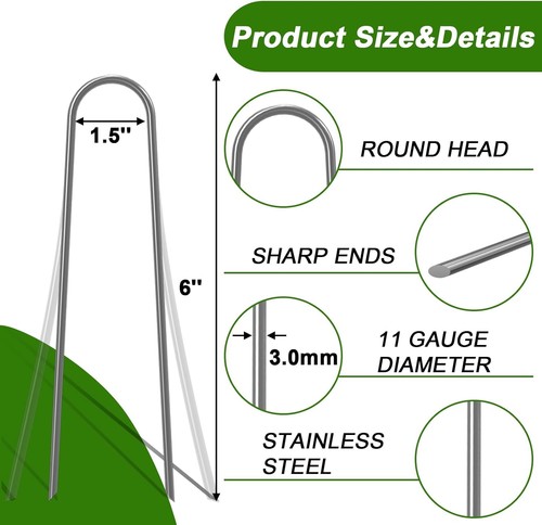 16 Pack Garden Landscape Staples 6 Inch Soaker Hose Stakes 11 Gauge Drip Line... - Afbeelding 3 van 8
