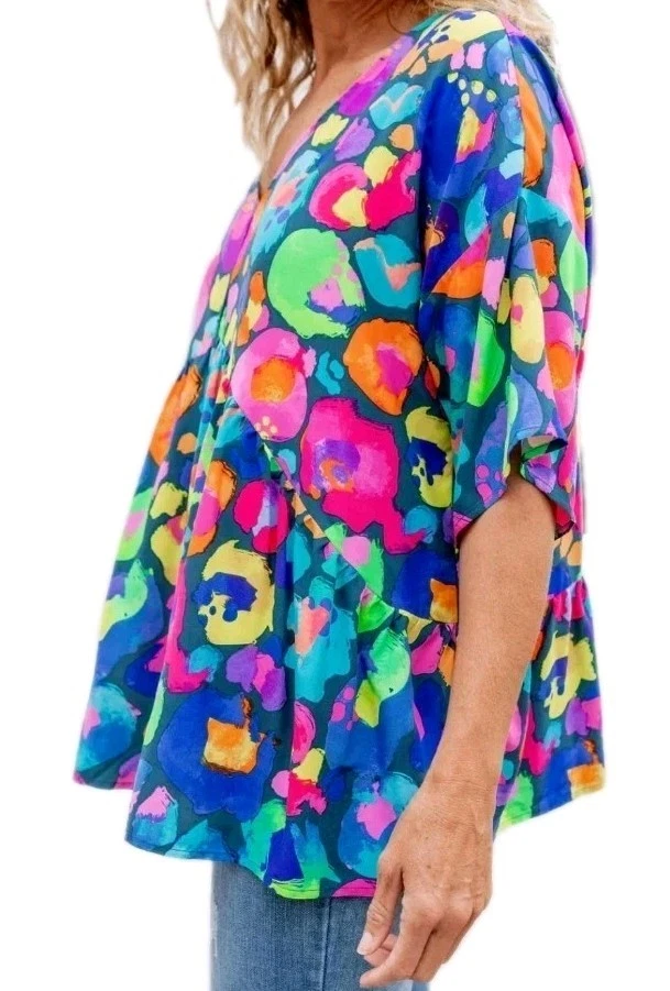 Proud Poppy ~ Rainbow Leopard Shirt Smock Colour Print ~ Plus AU 24 US 20 NEW