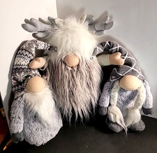 Holiday Gnomes Grey and White Christmas Winter Seasonal Decor Set of 3