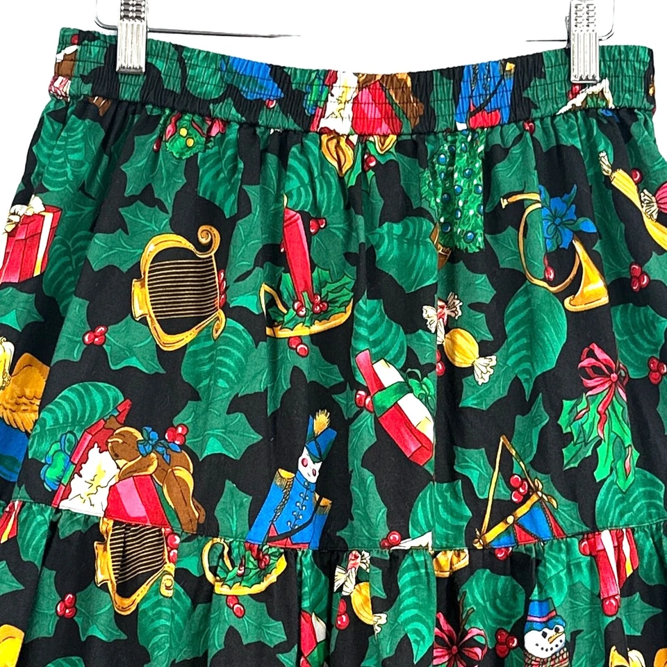 Винтажная женская юбка Bechamel M уродливый рождественский праздник снеговик щелкунчик макси  - Изображение 4 из 4