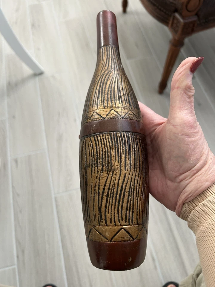 "Botella de cerámica rústica decorativa de 12""" Foto 2 de 4