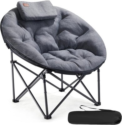 EVER ADVANCED Luxus Moonchair XXL Campingstuhl Faltbar 150KG Belastbar Rund