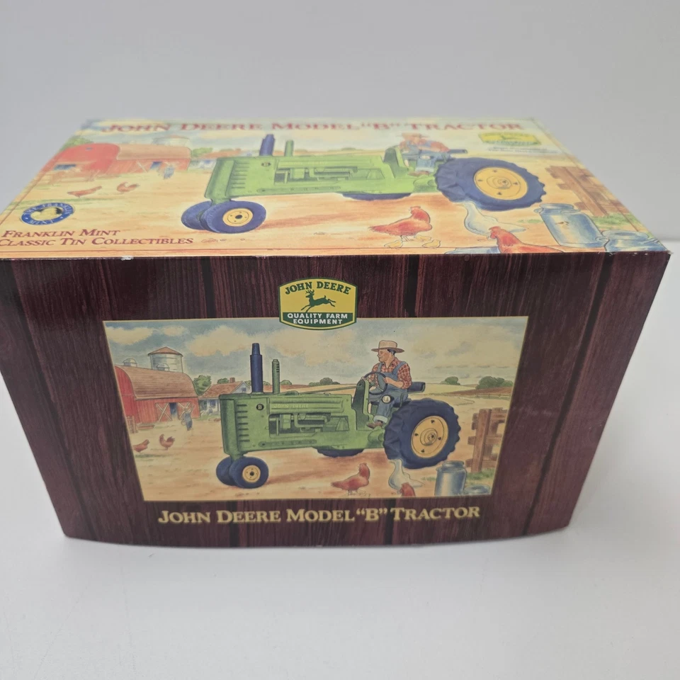 Franklin Mint John Deere Model B Tractor, Tin Wind Up with Gold Key, 1/16 - Image 3 of 4