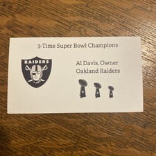 Al Davis 2010 Oakland Raiders Businesscard Unsigned HOF Super Bowl XI, XV, XVIII