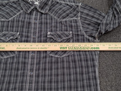 Camisa Western Twenty X 20X Para Hombre Perla A Presión Manga Larga Negra Rayas Talla Grande - Imagen 10 de 13