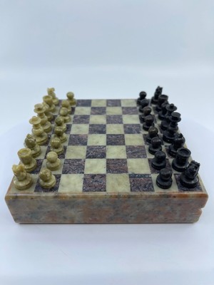 Soapstone Marble Case Chess Set Beautiful Luxury Playing Room Chess Travel 5''