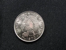 Old world coin MEXICO 50 centavos 1970 KM452 "Aztec King Cuauhtemoc" (29)