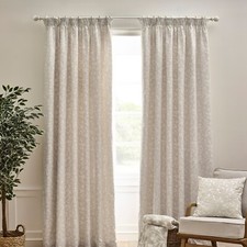 Image of Catherine Lansfield Brooke Floral Lined Pencil Pleat Curtains Pair Natural