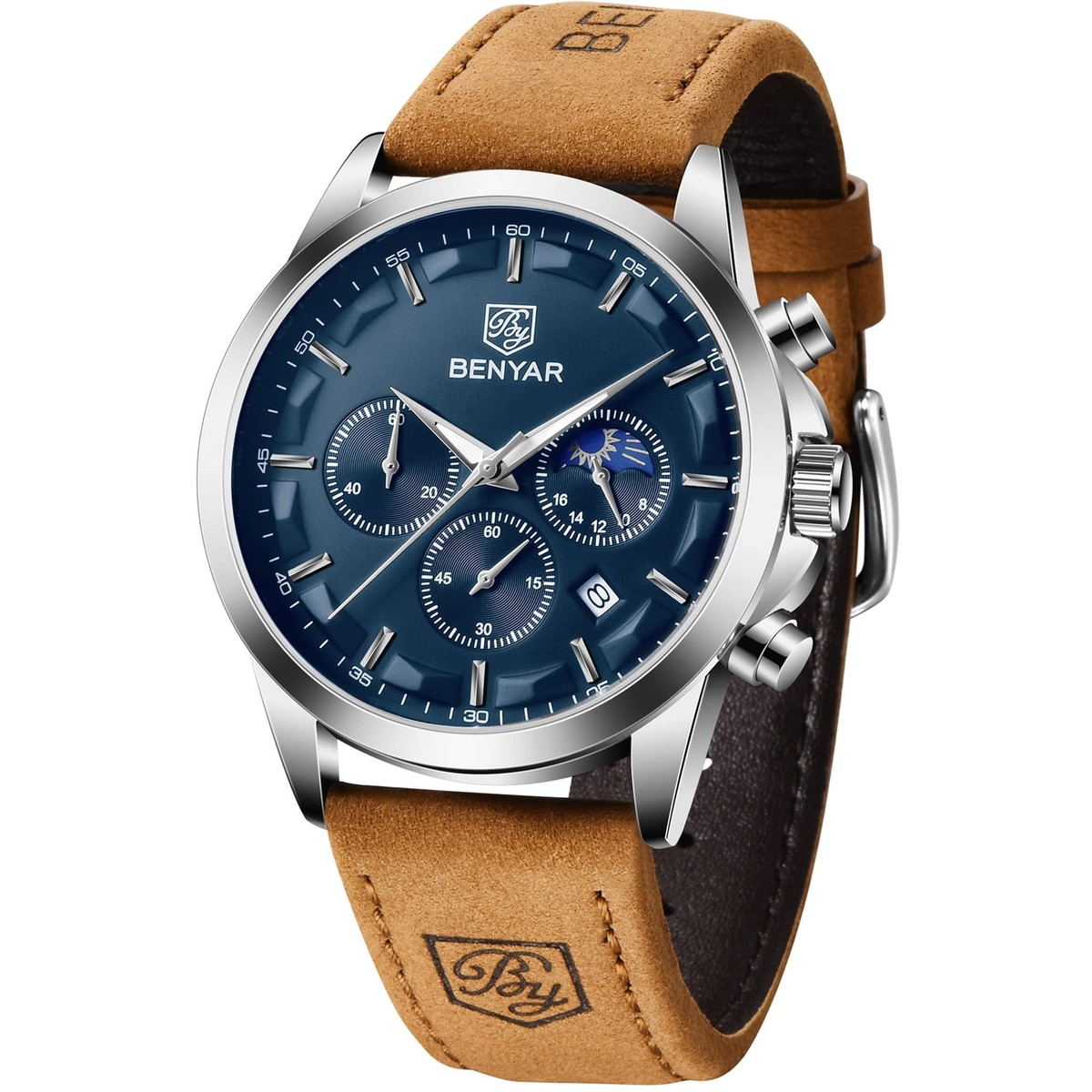 BY BENYAR Watches for Men Chronograph Waterproof by-5160 brown 