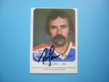 1981/82 RED ROOSTER EDMONTON OILERS NHL HOCKEY CARD 30 RON LOW TR AUTOGRAPH AUTO