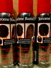 JEROME RUSSELL JET/BLACK SPRAY ON  HAIR COLOR THICKENER 3.5 OZ  3 CANS