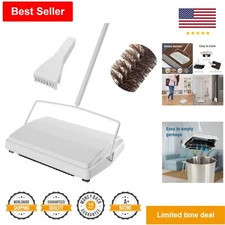 Manual Carpet Floor Sweeper - Dual Rotor Brush for Pet Hair - Lightweight