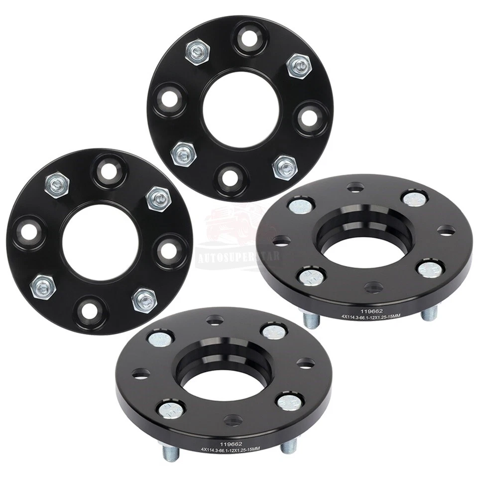 4 Pcs 15mm 4x114.3 12x1.25 Studs Wheel Spacers For Nissan Sentra Versa - Image 2 of 4