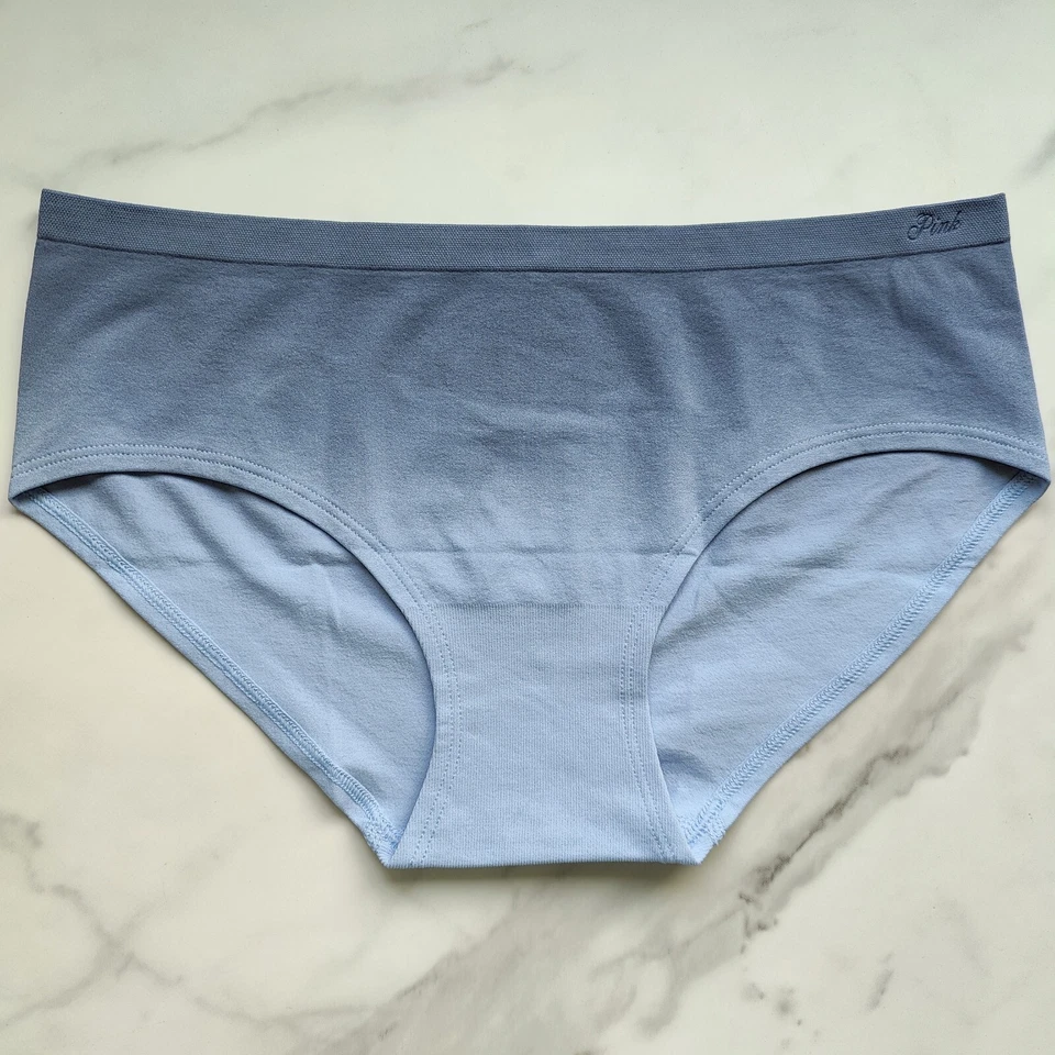 ROSA Victoria's Secret Sin Costuras Suave Hiphugger Panty Azul Claro Tinte por Inmersión L/XL Foto 2 de 4