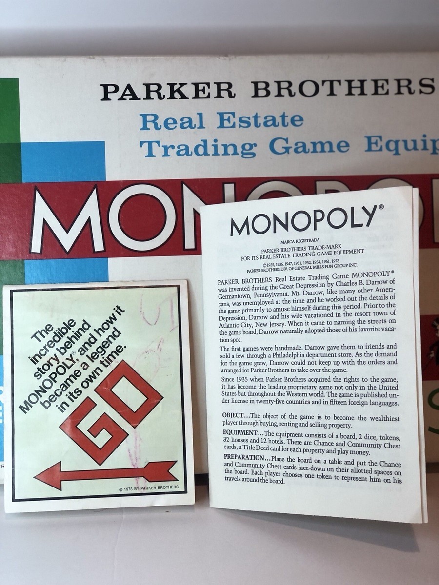 MONOPOLY BOARD GAME - PARKER BROTHERS - VINTAGE 1970 | eBay