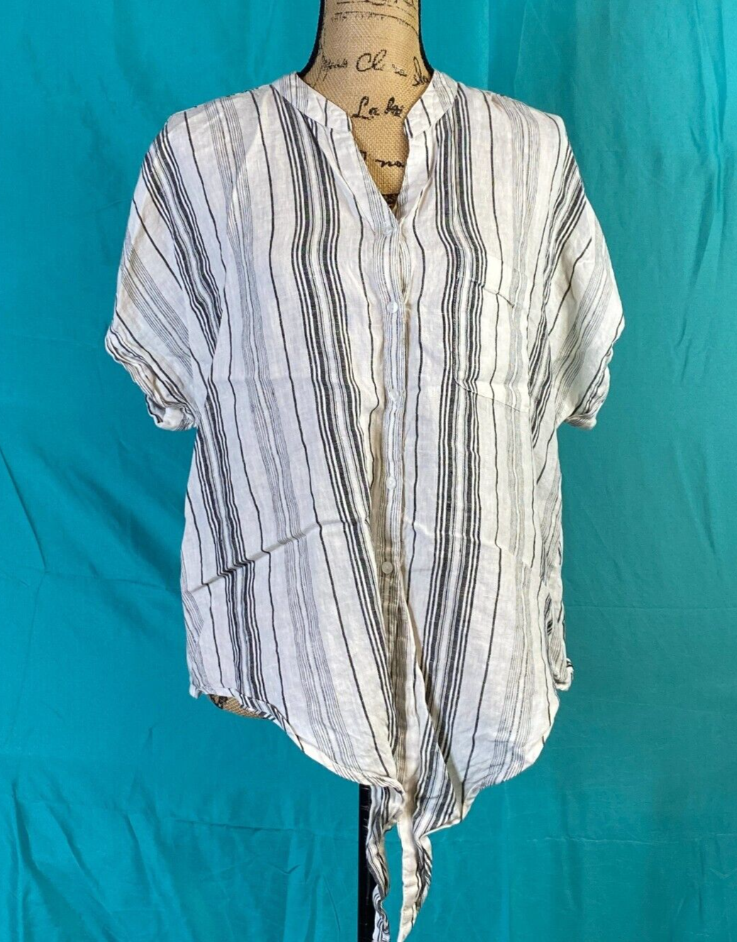Charter Club Shirt Size PL Petite Large Women's Ladies Linen Tie Pullover