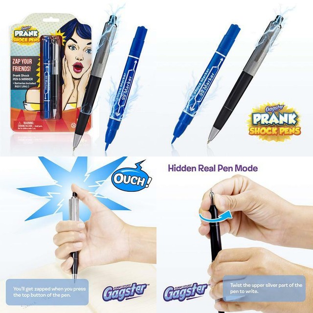 Gagster Shock Pen Marker Prank Set 2In1 Funny Trick Pens Gag Gift Fool You eBay