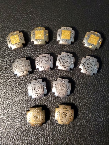12 Antiqued Silver Plated 4 Corner Large Beads - Approx 21 mm - never used