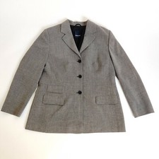 Bianca Grey Black Buttoned German Designer Business Fitted Jacket Blazer Size 16