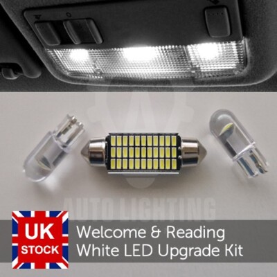 Für Vauxhall Corsa E 2014-2016 Xenon weiß Innenraum LED Willkommens- & Leselampen
