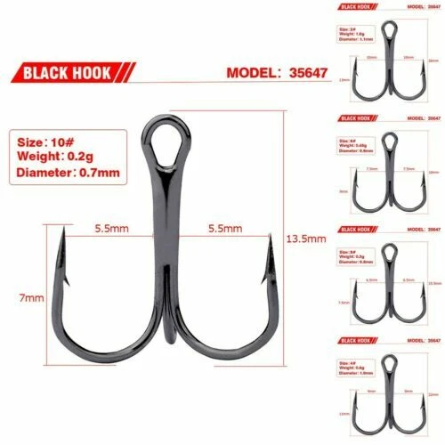 Ami neri per la pesca, dimensioni dell'amo 5/0