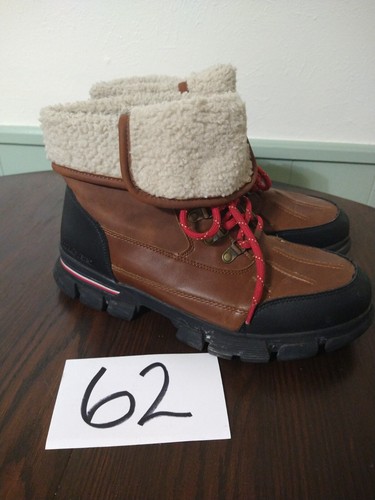 Tommy Hilfiger Men's Faux Leather Lace-Up Winter Boots Brown Black 10.5