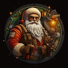 Santa Christmas Patch Embroidered Iron-on Applique Steampunk Style Fantasy