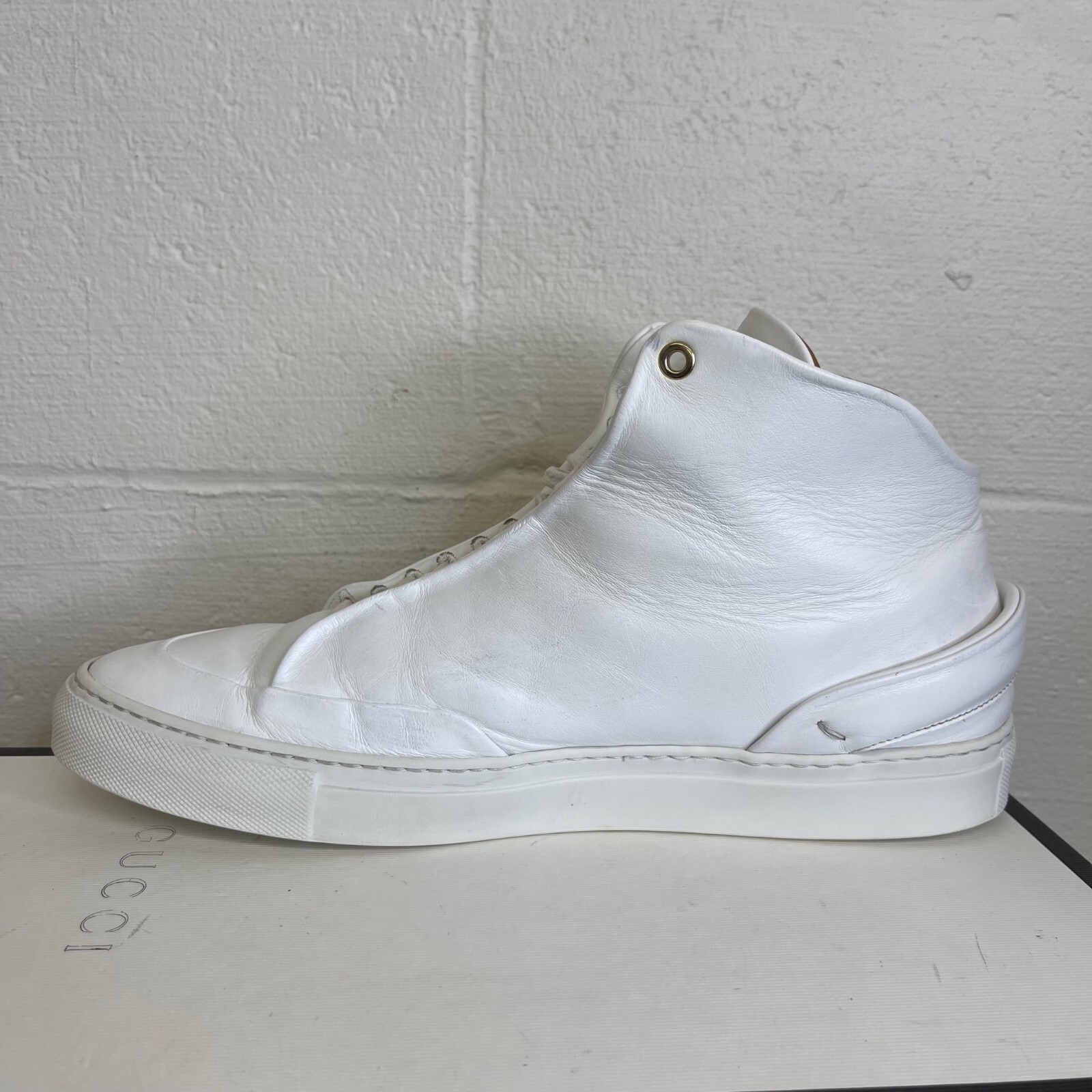 SAOLA Grand Voyage Los Angeles scarpe sneakers alte in pelle bianca da uomo taglia 11 5 US