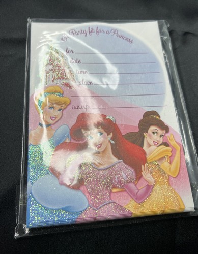 Disney Princess Glitter Party Invitations Belle Ariel Cinderella Hallmark, 8 Ct - Picture 5 of 12