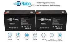 (2) Raion Power RG06120T1 6V-12Ah for Streamlight Litebox Battery