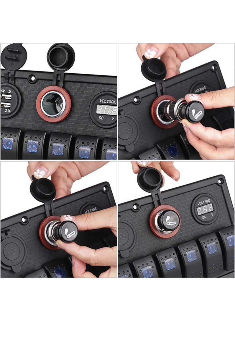 8 Gang Marine Switch Panel, Boat Rocker Switch Panel Waterproof, 12V Aluminum Switch Panel, Marine Toggle Switches ON/Off With Circuit Breaker 5A 10A 15A For Car RV Truck (Blue) In - Foto 9