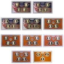 2007 - 2016 S Proof Presidential Dollar Set (Ten Sets)