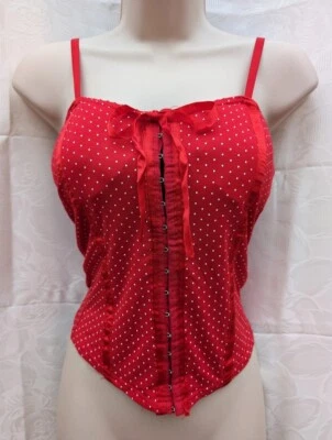 Vintage 90’s Red spotty hook Bodice top. Size 10. New Look Excellent condition. - Image 1 of 2