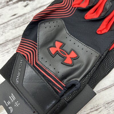 Under Armour Batting Gloves Men's Adult XL Black Red Baseball UA