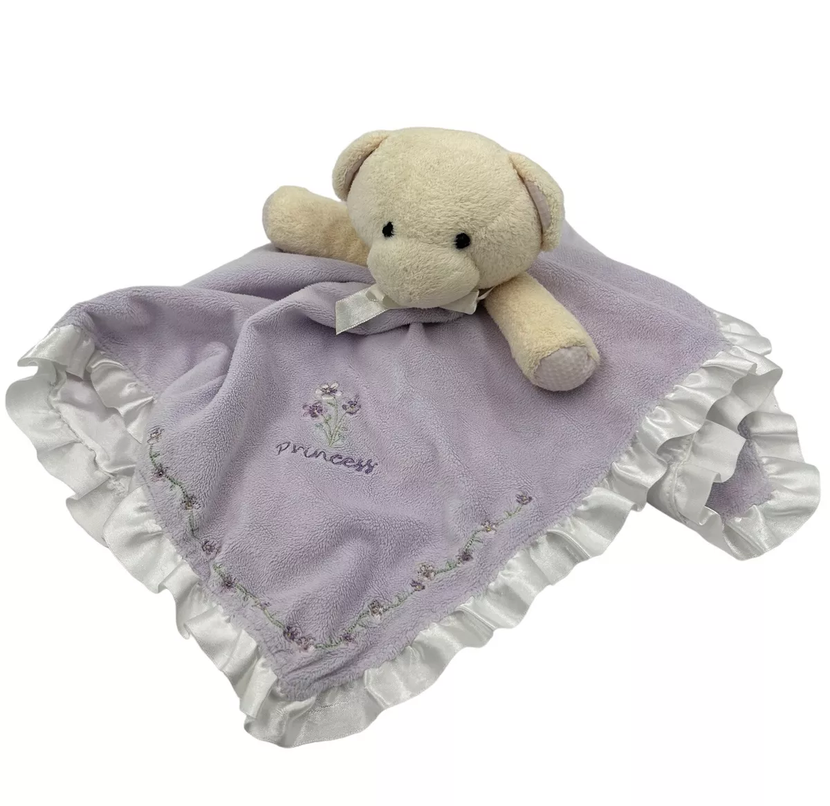 Carters Princess Teddy Lovey Bear Plush Purple Baby Stuffed Animal Rattles