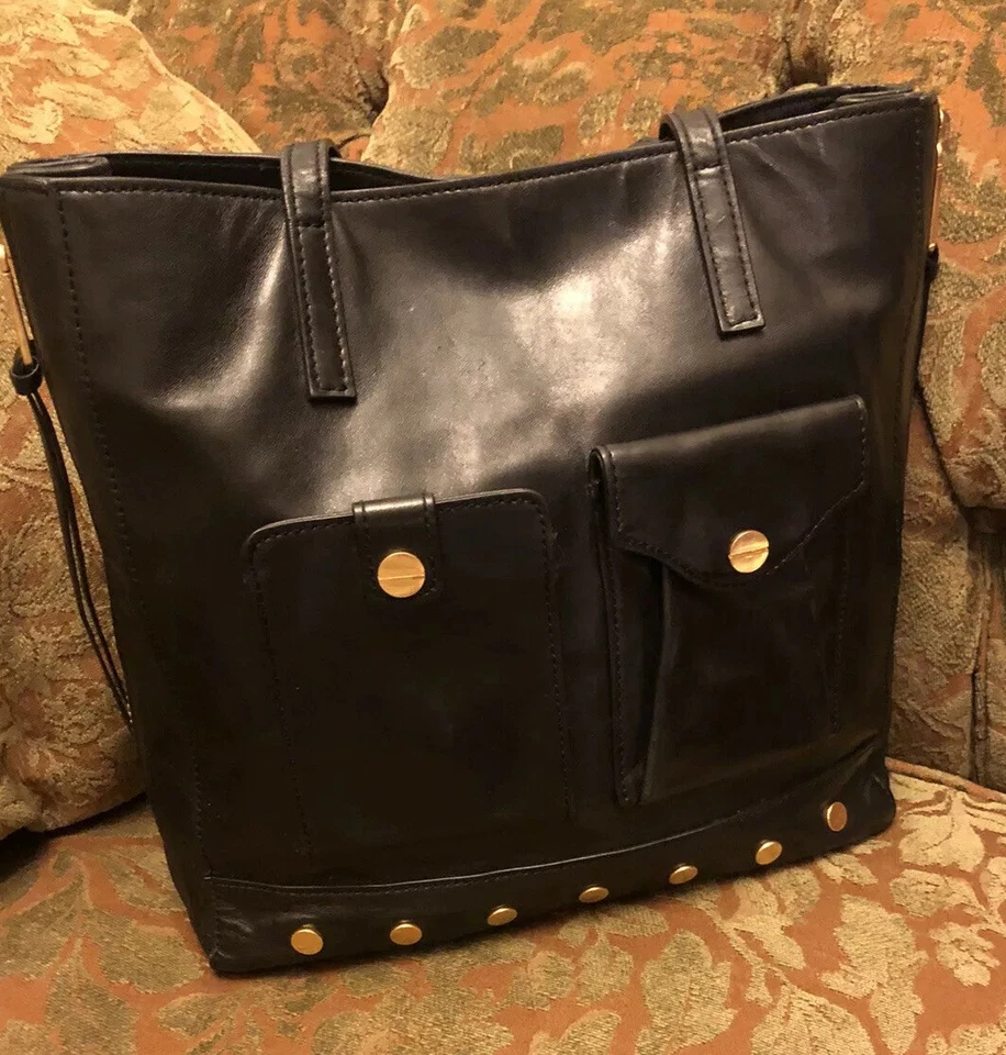 MILLY кожи черная сумка с короткими ручками наплечная сумка сумочка молнии запонки единственный в своем роде красоты! - Изображение 3 из 4