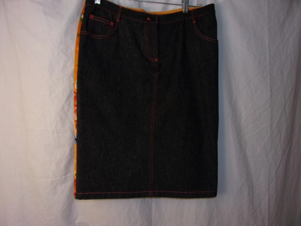 Falda Floral Naranja 42 FABULOSA Damas Vintage Dolce & GAbbana Denim y Seda Foto 2 de 4