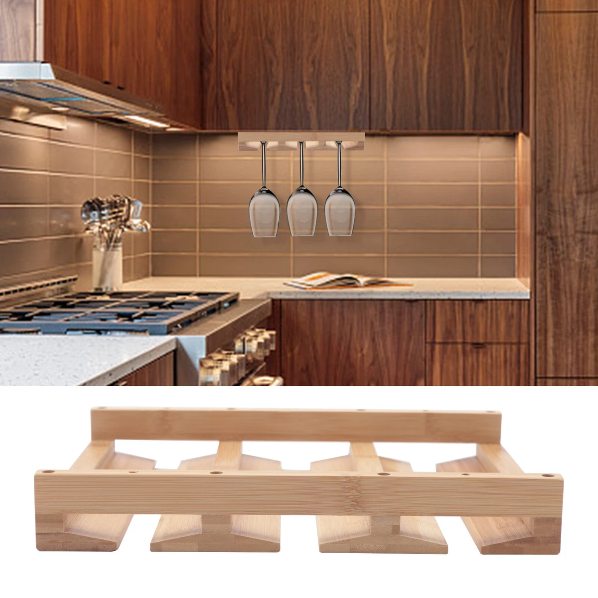 Wine glass rack for under cabinet hot sale