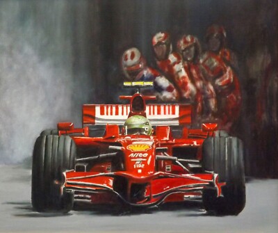 Formel 1 Ferrari Boxenstopp Grußkarte aus einem Gemälde von David James