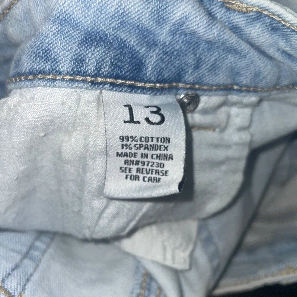 Falda casi famosa talla 13 tiro medio 30/16 estilo de mezclilla lavado claro #JPSK175-H1A Foto 4 de 4