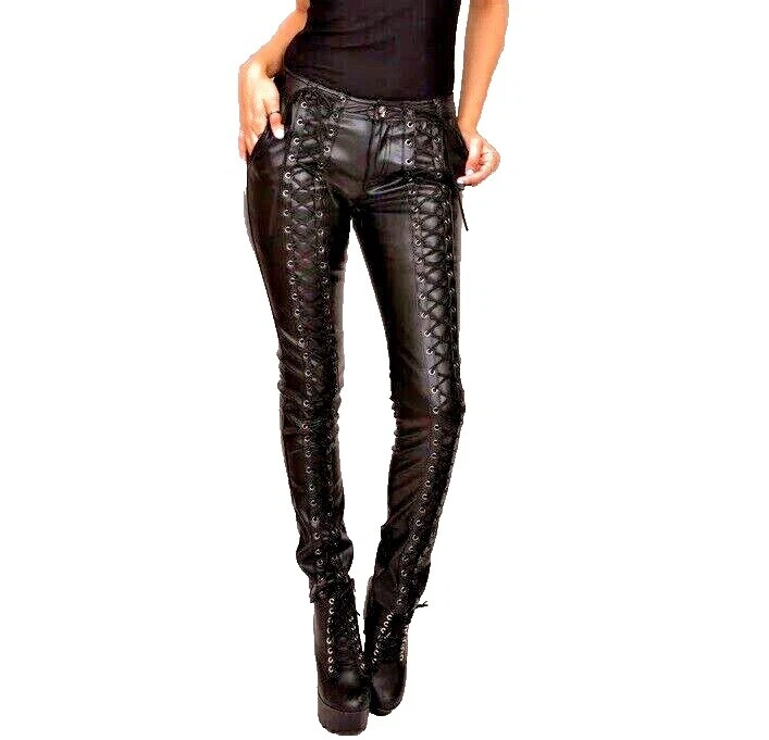 Leather Solid Pants for Women