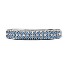 Half Eternity Band Round London Blue Topaz Dual Line Ring 925 Sterling Silver